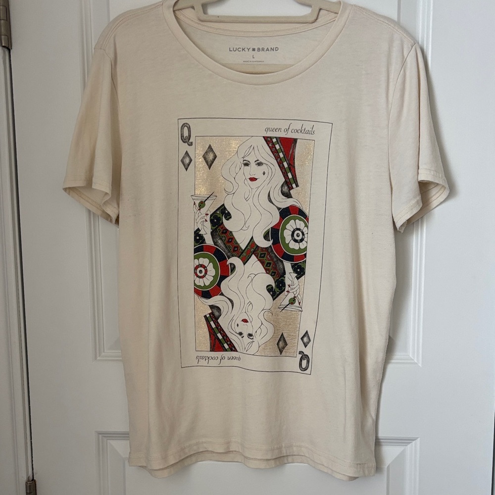 Lucky Brand Cream Graphic 'Queen of Cocktails' Tee